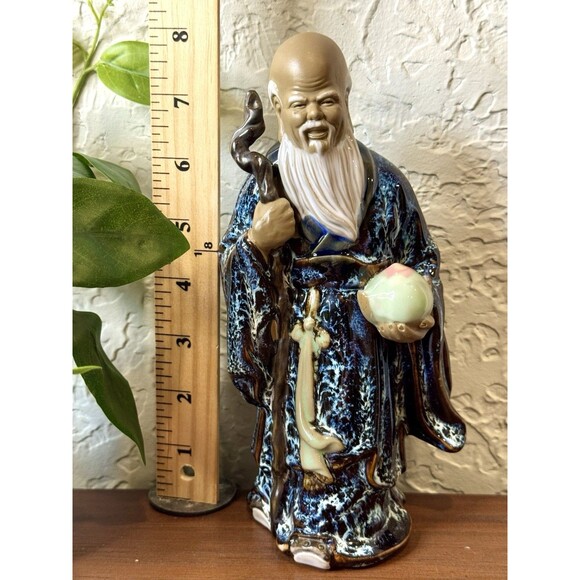 Vintage Wanjiang Wucai Porcelain Pottery Immortal God Longevity Mud Men - Picture 3 of 10